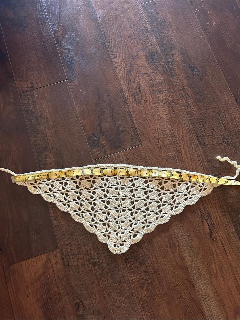 Delicate handmade Crochet Triangle hair bandana in Cream